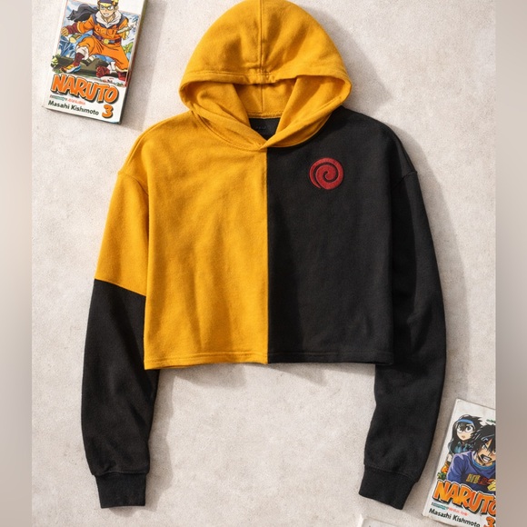 Naruto Shippuden Dresses & Skirts - Naruto Shippuden Cropped Hoodie – Orange & Black – Uzumaki Spiral – S